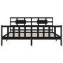 Bed frame with black solid wood headboard 200x200 cm by vidaXL, Beds and slatted bases - Ref: Foro24-3192580, Price: 203,49 €...