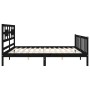 Bed frame with black solid wood headboard 200x200 cm by vidaXL, Beds and slatted bases - Ref: Foro24-3192580, Price: 203,49 €...