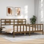 Honey brown solid wood bed frame with headboard by vidaXL, Beds and slatted bases - Ref: Foro24-3192574, Price: 170,84 €, Dis...