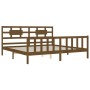 Honey brown solid wood bed frame with headboard by vidaXL, Beds and slatted bases - Ref: Foro24-3192574, Price: 170,84 €, Dis...