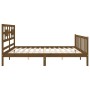 Honey brown solid wood bed frame with headboard by vidaXL, Beds and slatted bases - Ref: Foro24-3192574, Price: 170,84 €, Dis...