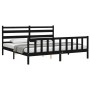 Estructura de cama con cabecero madera maciza negro 180x200 cm de vidaXL, Camas y somieres - Ref: Foro24-3192055, Precio: 187...