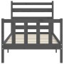 Estructura de cama con cabecero madera maciza gris 90x200 cm de vidaXL, Camas y somieres - Ref: Foro24-3192023, Precio: 112,2...