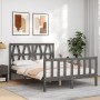 Gray solid wood bed frame with headboard 120x200 cm by vidaXL, Beds and slatted bases - Ref: Foro24-3192488, Price: 146,99 €,...