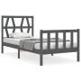 Estructura de cama individual con cabecero madera maciza gris de vidaXL, Camas y somieres - Ref: Foro24-3192458, Precio: 97,9...