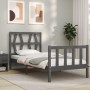 Estructura de cama individual con cabecero madera maciza gris de vidaXL, Camas y somieres - Ref: Foro24-3192458, Precio: 97,9...