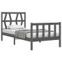 Estructura de cama individual con cabecero madera maciza gris de vidaXL, Camas y somieres - Ref: Foro24-3192458, Precio: 97,9...