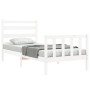 White solid wood bed frame with headboard 90x200 cm by vidaXL, Beds and slatted bases - Ref: Foro24-3192022, Price: 97,85 €, ...