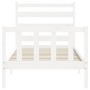 White solid wood bed frame with headboard 90x200 cm by vidaXL, Beds and slatted bases - Ref: Foro24-3192022, Price: 97,85 €, ...