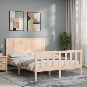 Estructura de cama de matrimonio con cabecero madera maciza de vidaXL, Camas y somieres - Ref: Foro24-3192591, Precio: 123,99...