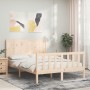 Double bed frame with solid wood headboard by vidaXL, Beds and slatted bases - Ref: Foro24-3192591, Price: 123,13 €, Discount: %