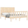 Double bed frame with solid wood headboard by vidaXL, Beds and slatted bases - Ref: Foro24-3192591, Price: 123,13 €, Discount: %