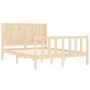 Double bed frame with solid wood headboard by vidaXL, Beds and slatted bases - Ref: Foro24-3192591, Price: 123,13 €, Discount: %