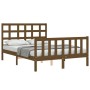 Honey brown solid wood bed frame and headboard 140x200 cm by vidaXL, Beds and slatted bases - Ref: Foro24-3192104, Price: 152...