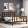 Honey brown solid wood bed frame and headboard 140x200 cm by vidaXL, Beds and slatted bases - Ref: Foro24-3192104, Price: 152...