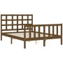 Honey brown solid wood bed frame and headboard 140x200 cm by vidaXL, Beds and slatted bases - Ref: Foro24-3192104, Price: 152...