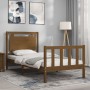 Honey brown solid wood bed frame with headboard by vidaXL, Beds and slatted bases - Ref: Foro24-3192129, Price: 112,87 €, Dis...