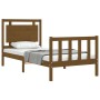 Honey brown solid wood bed frame with headboard by vidaXL, Beds and slatted bases - Ref: Foro24-3192129, Price: 112,87 €, Dis...