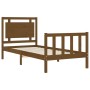 Honey brown solid wood bed frame with headboard by vidaXL, Beds and slatted bases - Ref: Foro24-3192129, Price: 112,87 €, Dis...