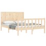 Bed frame with solid wood headboard 120x200 cm by vidaXL, Beds and slatted bases - Ref: Foro24-3192616, Price: 119,21 €, Disc...