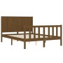 Honey brown solid wood headboard bed frame 140x200 cm by vidaXL, Beds and slatted bases - Ref: Foro24-3192624, Price: 166,82 ...