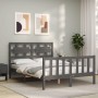 Gray solid wood bed frame with headboard 120x200 cm by vidaXL, Beds and slatted bases - Ref: Foro24-3192553, Price: 147,99 €,...