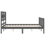 Gray solid wood bed frame with headboard 120x200 cm by vidaXL, Beds and slatted bases - Ref: Foro24-3192553, Price: 147,99 €,...