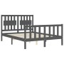 Gray solid wood bed frame with headboard 140x190 cm by vidaXL, Beds and slatted bases - Ref: Foro24-3192408, Price: 148,99 €,...