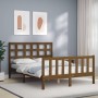 Estructura de cama matrimonio con cabecero madera marrón miel de vidaXL, Camas y somieres - Ref: Foro24-3192074, Precio: 131,...