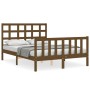 Estructura de cama matrimonio con cabecero madera marrón miel de vidaXL, Camas y somieres - Ref: Foro24-3192074, Precio: 131,...