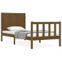 Honey brown solid wood bed frame with headboard by vidaXL, Beds and slatted bases - Ref: Foro24-3192584, Price: 120,99 €, Dis...