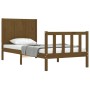 Honey brown solid wood bed frame with headboard by vidaXL, Beds and slatted bases - Ref: Foro24-3192584, Price: 120,99 €, Dis...