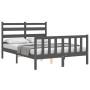 Double bed frame with gray solid wood headboard by vidaXL, Beds and slatted bases - Ref: Foro24-3192008, Price: 149,39 €, Dis...