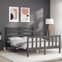 Double bed frame with gray solid wood headboard by vidaXL, Beds and slatted bases - Ref: Foro24-3192008, Price: 149,39 €, Dis...