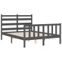 Double bed frame with gray solid wood headboard by vidaXL, Beds and slatted bases - Ref: Foro24-3192008, Price: 149,39 €, Dis...