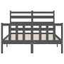 Double bed frame with gray solid wood headboard by vidaXL, Beds and slatted bases - Ref: Foro24-3192008, Price: 149,39 €, Dis...