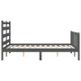 Estructura de cama matrimonio con cabecero madera maciza gris de vidaXL, Camas y somieres - Ref: Foro24-3192008, Precio: 149,...