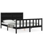 Estructura de cama con cabecero madera maciza negro 160x200 cm de vidaXL, Camas y somieres - Ref: Foro24-3192765, Precio: 211...