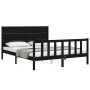 Estructura de cama con cabecero madera maciza negro 160x200 cm de vidaXL, Camas y somieres - Ref: Foro24-3192765, Precio: 211...