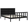 Estructura de cama con cabecero madera maciza negro 160x200 cm de vidaXL, Camas y somieres - Ref: Foro24-3192765, Precio: 211...