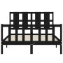 Double bed frame with black solid wood headboard by vidaXL, Beds and slatted bases - Ref: Foro24-3192205, Price: 169,99 €, Di...