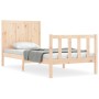 Bed frame with solid wood headboard 90x200 cm by vidaXL, Beds and slatted bases - Ref: Foro24-3192606, Price: 99,72 €, Discou...