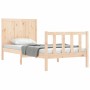 Bed frame with solid wood headboard 90x200 cm by vidaXL, Beds and slatted bases - Ref: Foro24-3192606, Price: 99,72 €, Discou...