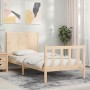 Bed frame with solid wood headboard 90x200 cm by vidaXL, Beds and slatted bases - Ref: Foro24-3192606, Price: 99,72 €, Discou...