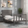 Gray solid wood bed frame with headboard 90x200 cm by vidaXL, Beds and slatted bases - Ref: Foro24-3192738, Price: 123,37 €, ...