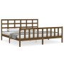 Estructura cama y cabecero madera maciza marrón miel 200x200 cm de vidaXL, Camas y somieres - Ref: Foro24-3192124, Precio: 16...