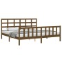 Estructura cama y cabecero madera maciza marrón miel 200x200 cm de vidaXL, Camas y somieres - Ref: Foro24-3192124, Precio: 16...