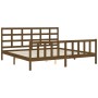 Estructura cama y cabecero madera maciza marrón miel 200x200 cm de vidaXL, Camas y somieres - Ref: Foro24-3192124, Precio: 16...