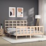 Bed frame with solid wood headboard 160x200 cm by vidaXL, Beds and slatted bases - Ref: Foro24-3192111, Price: 138,55 €, Disc...