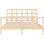 Bed frame with solid wood headboard 160x200 cm by vidaXL, Beds and slatted bases - Ref: Foro24-3192111, Price: 138,55 €, Disc...